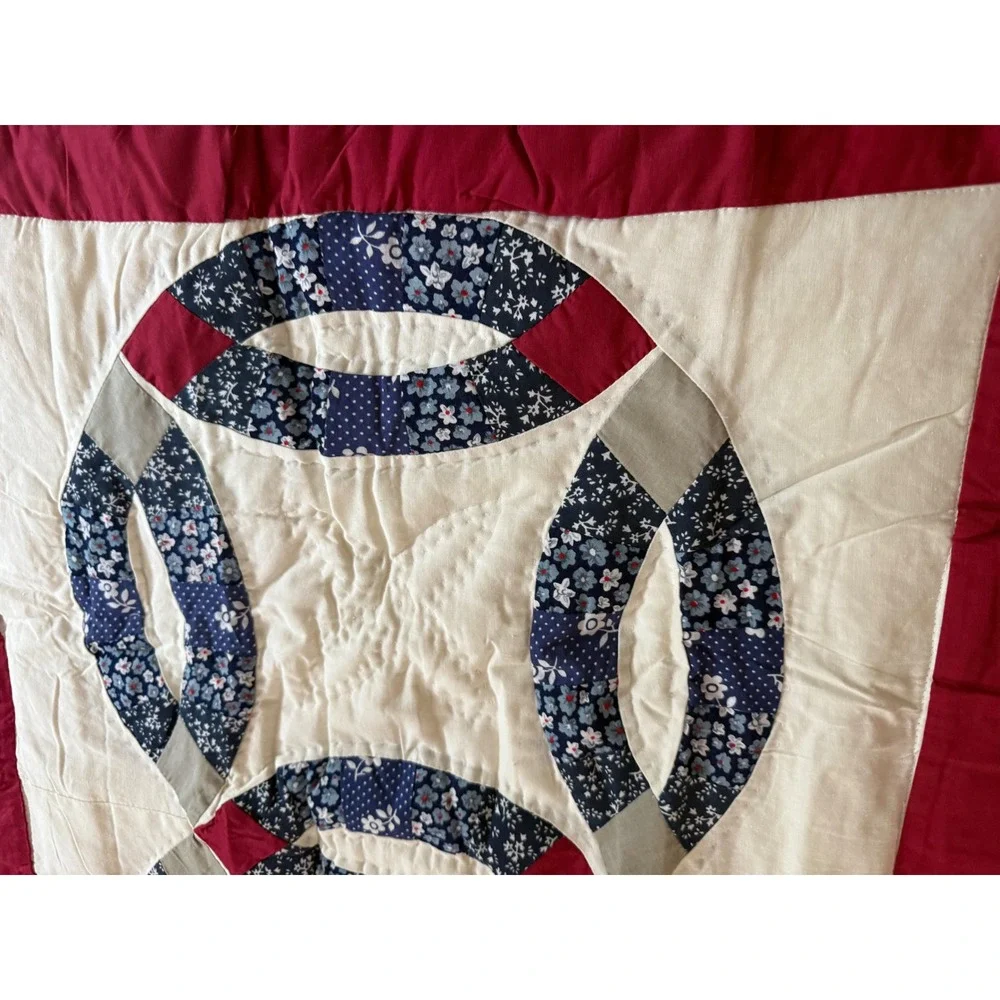 Vintage Double Wedding Ring Quilt Patchwork Pillow Sham